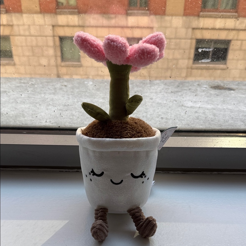Plush Flower Pot Stuffed Toy - Pink and Brown